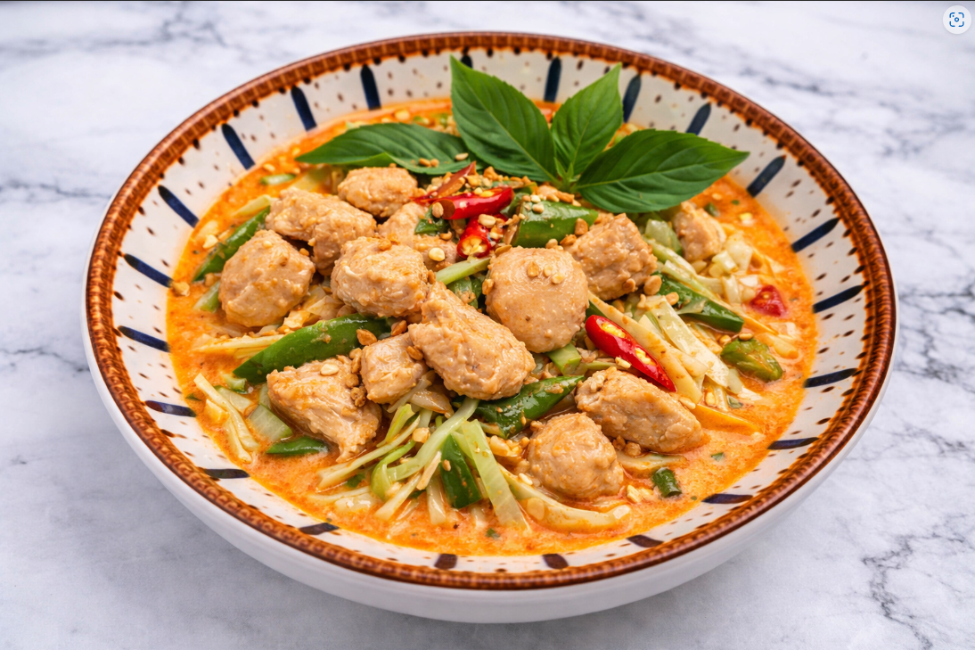 Panang curry with basil and vegetables